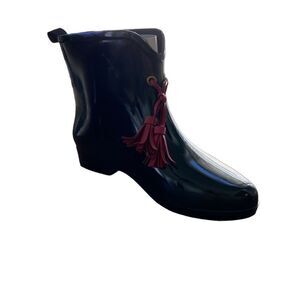 Capelli New York Madamoiselle Black Ankle Bootie Rain Boots Size 7